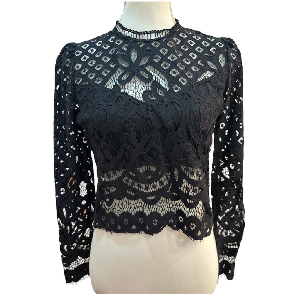 Elegant Black Lace Women Top